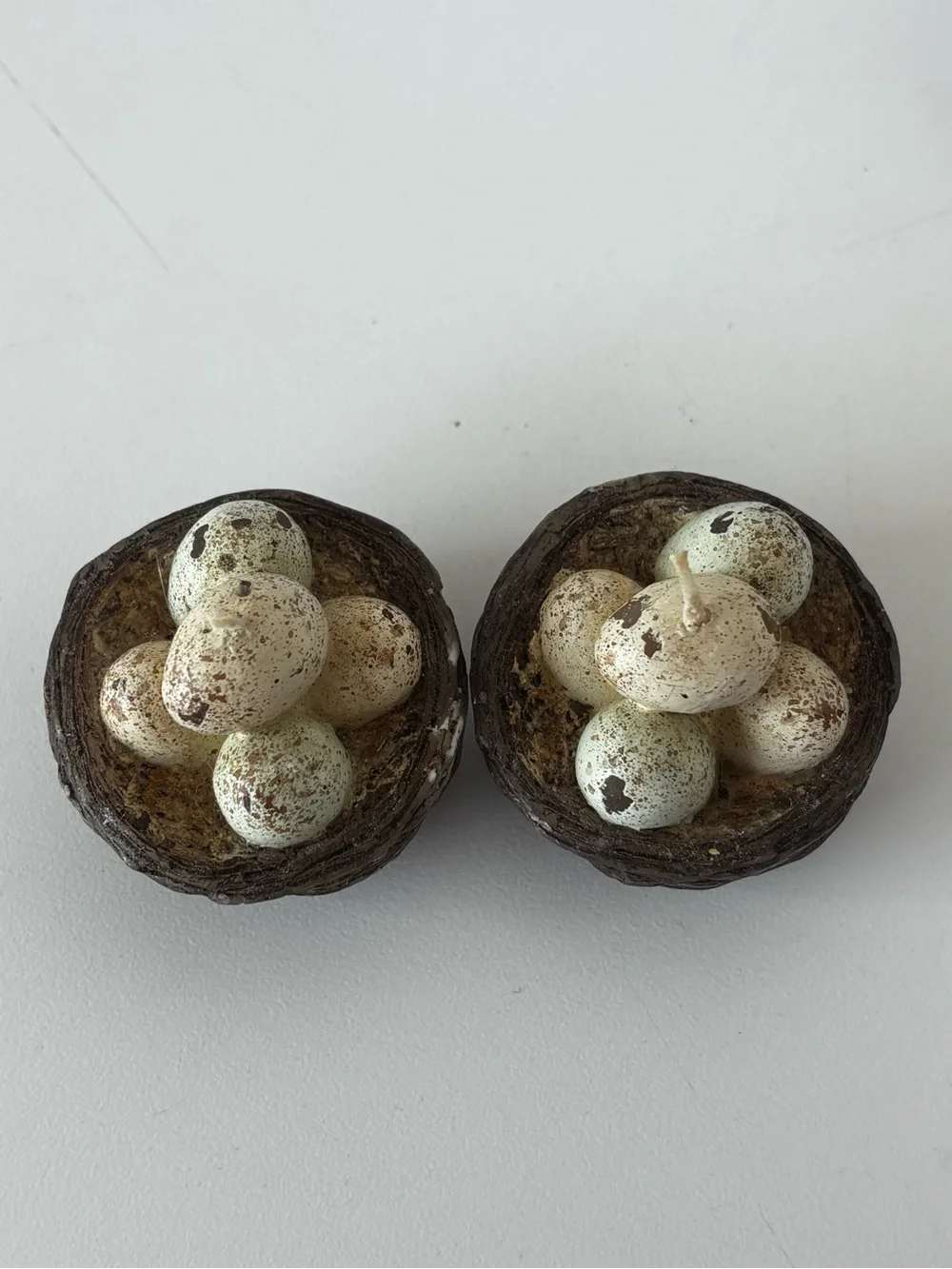 Set of 2 Miniature Nesting Bird Egg Candles 1.5”